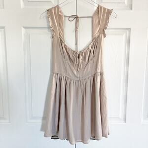 Sky To Moon Beige Corseted Bustier Milkmaid Mini Dress